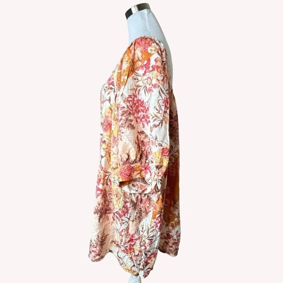 Lauren Conrad‎ Floral Top Blouse Plus Size 3X Cottagecore Peasant Boho Prairie - Picture 4 of 13